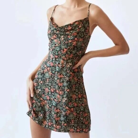 Aritzia Sunday Best Cowl Neck Floral Mini Dress Blue Pink Size XS - Picture 5 of 7